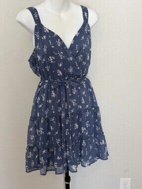 Women's Navy Blue Floral Tiered Sundress